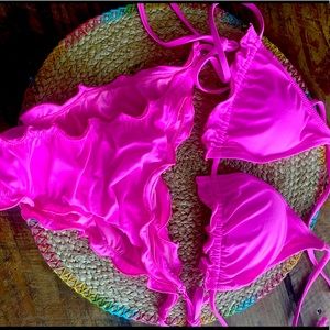 Ruffle pink bikini